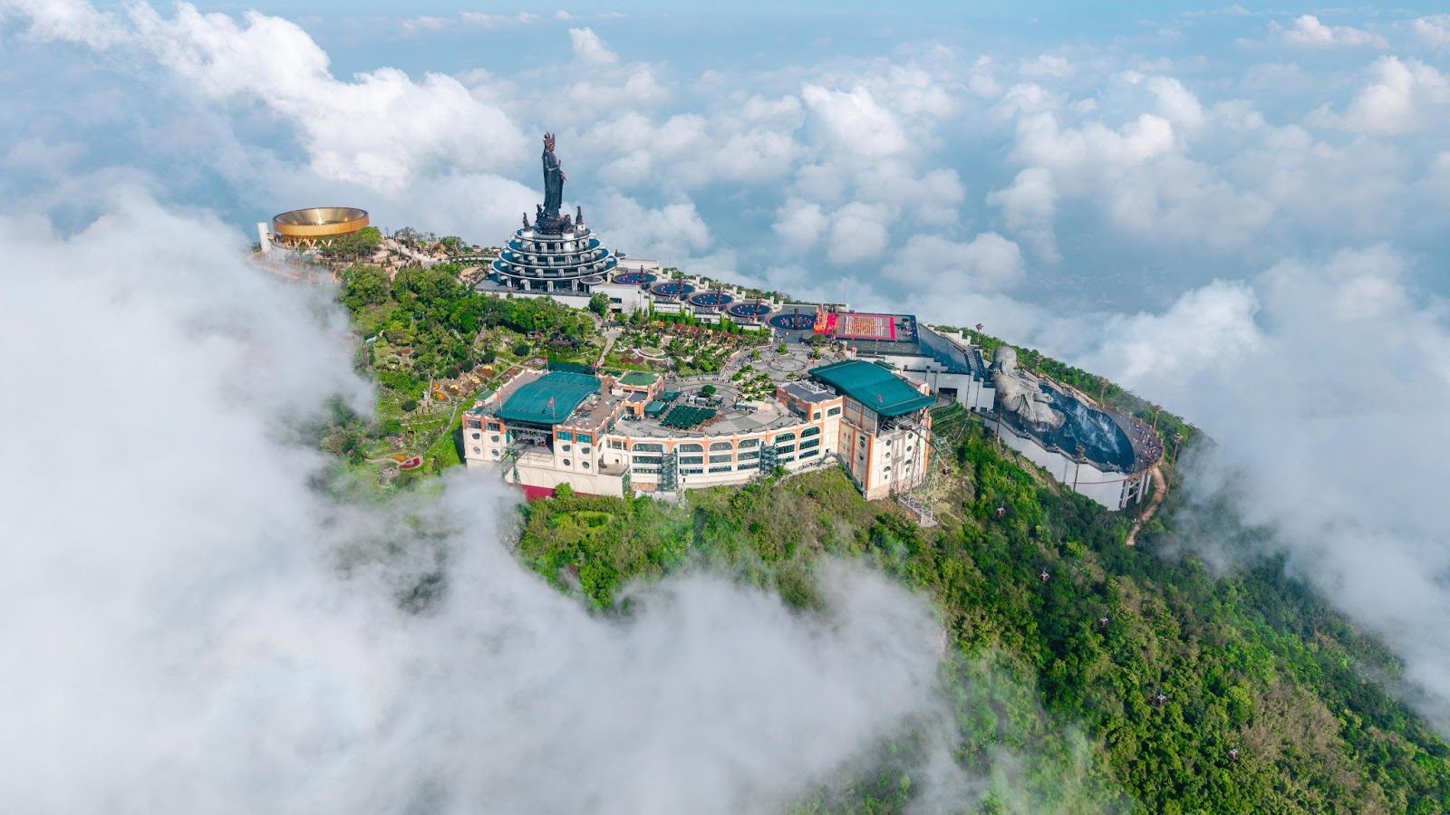 A panoramic view of Ba Den mountain peak from afar