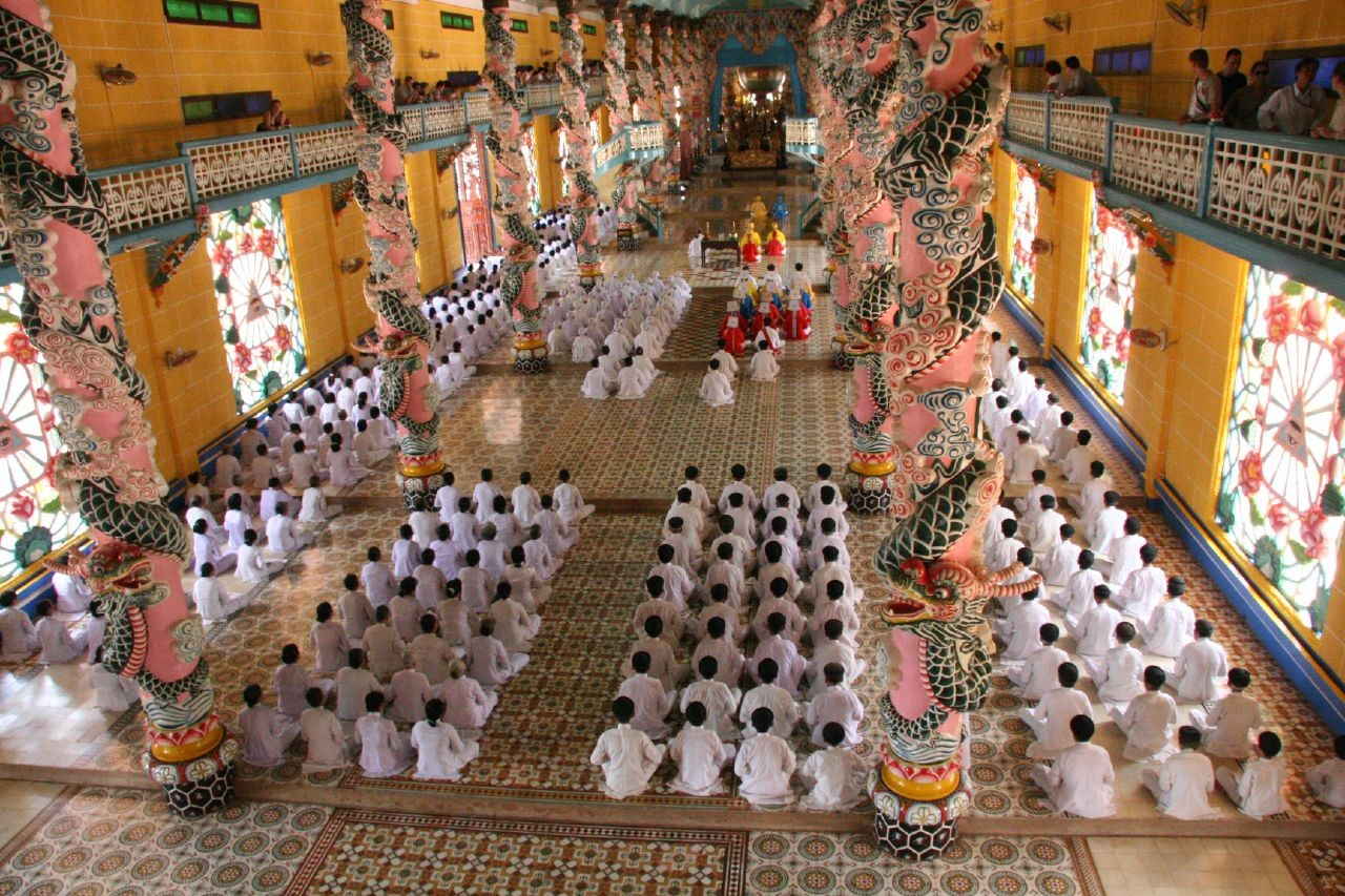 The interior of Cao Dai Holy See boasts an impressive architectural design