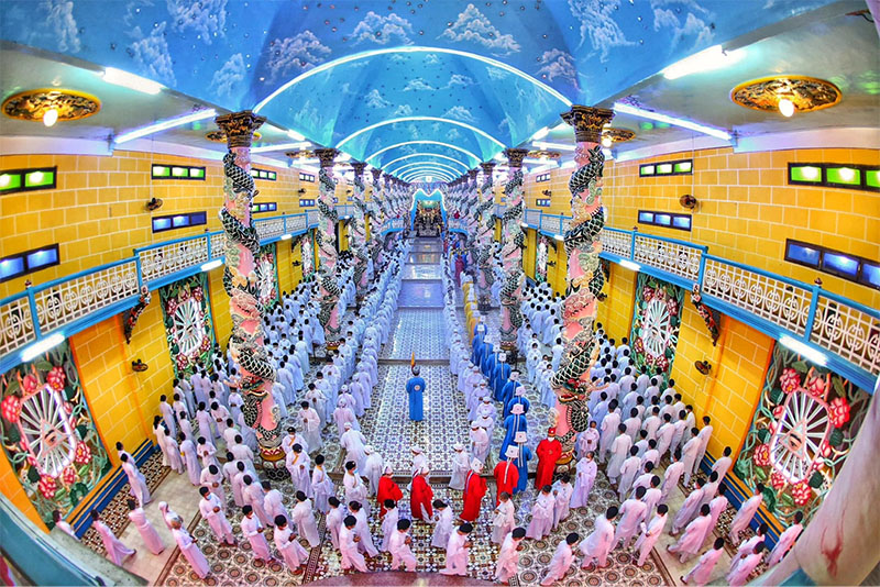 Interior of the Cao Dai Holy See in Tay Ninh