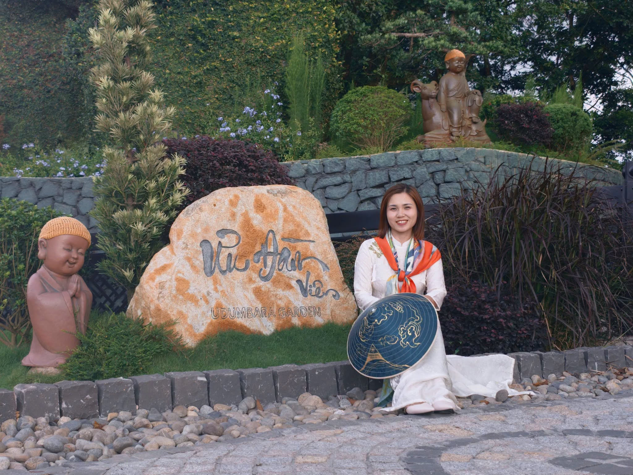 Tourists experiencing the sights at Ba Den Mountain