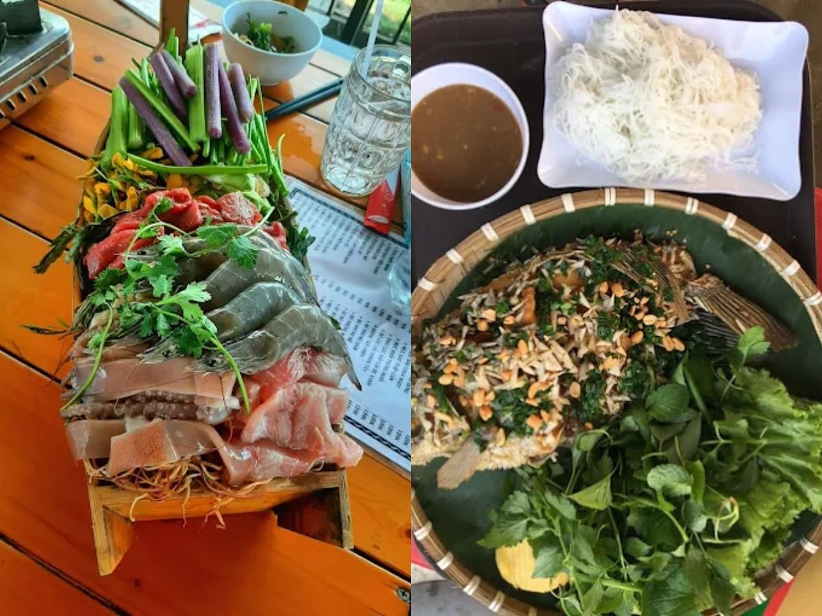 Du khách trải nghiệm ẩm thực miền Tây sông nước tại nhà hàng nổi sông Vàn Cỏ