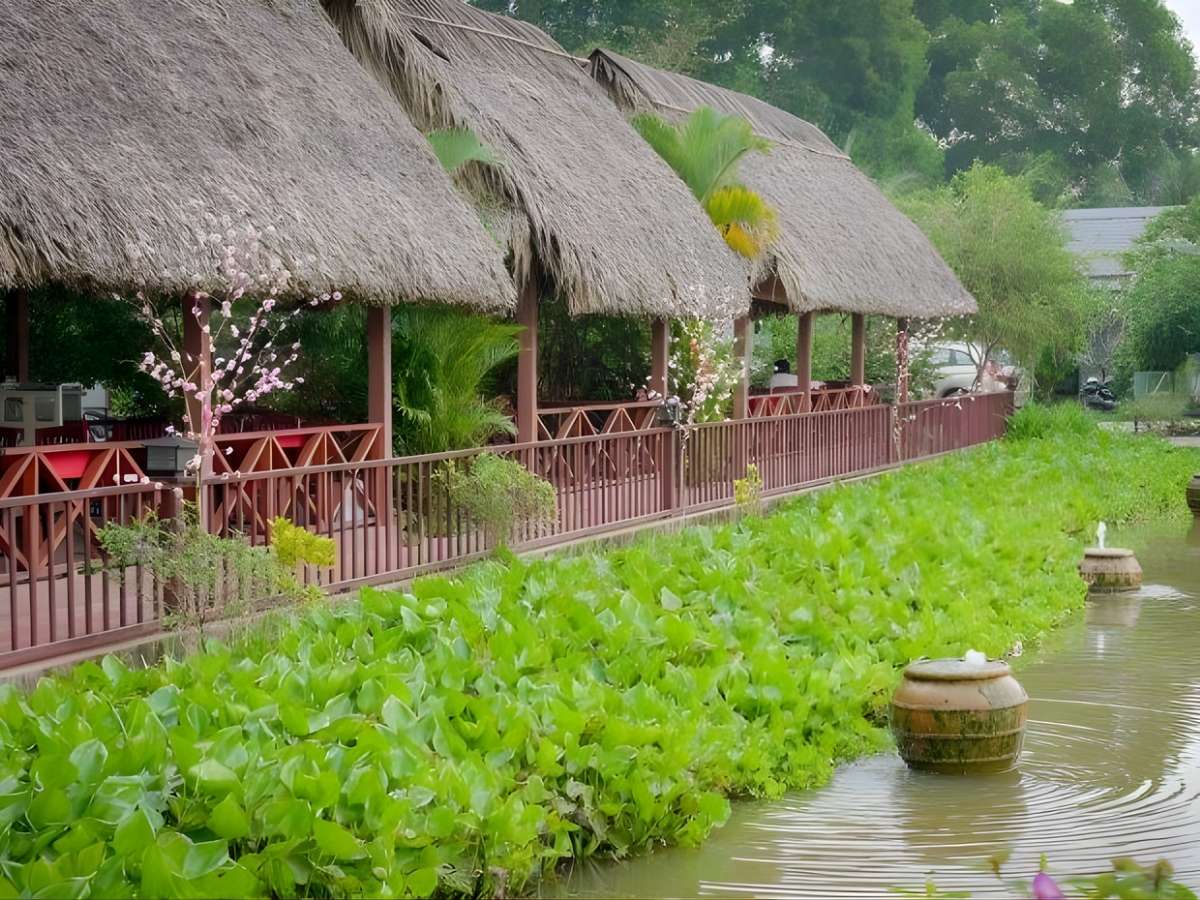 Quán có sân vườn rộng, nhiều cây xanh thường tạo cảm giác thoải mái khi dùng bữa