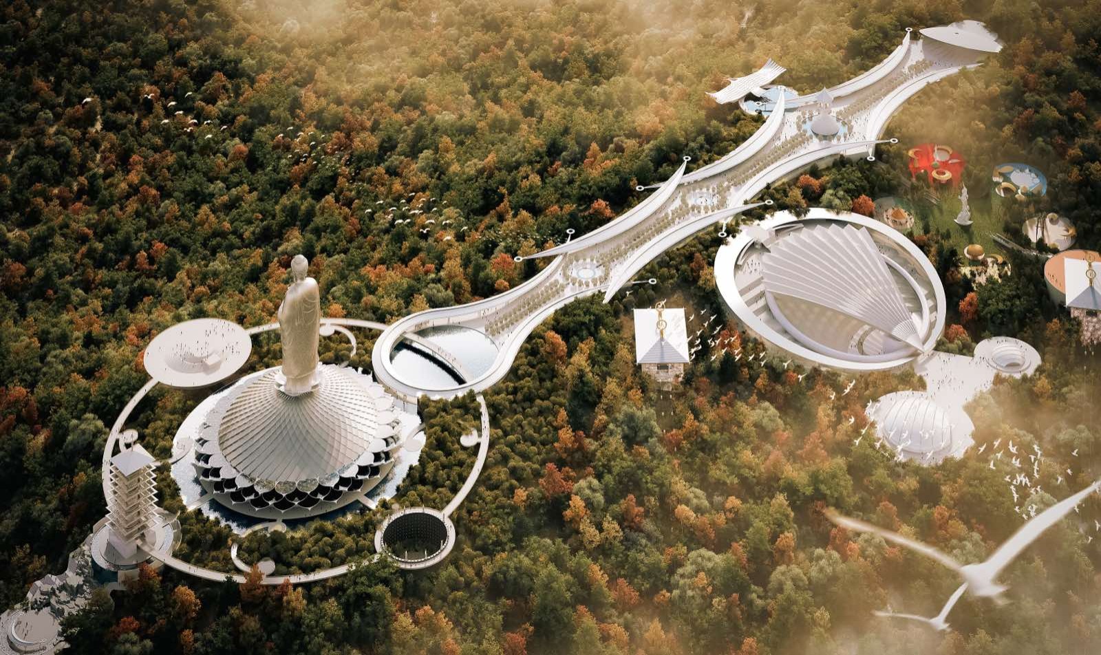 Phối cảnh cho thấy dự án Huyền tích Am Tiên rất rộng lớn và đồ sộ.