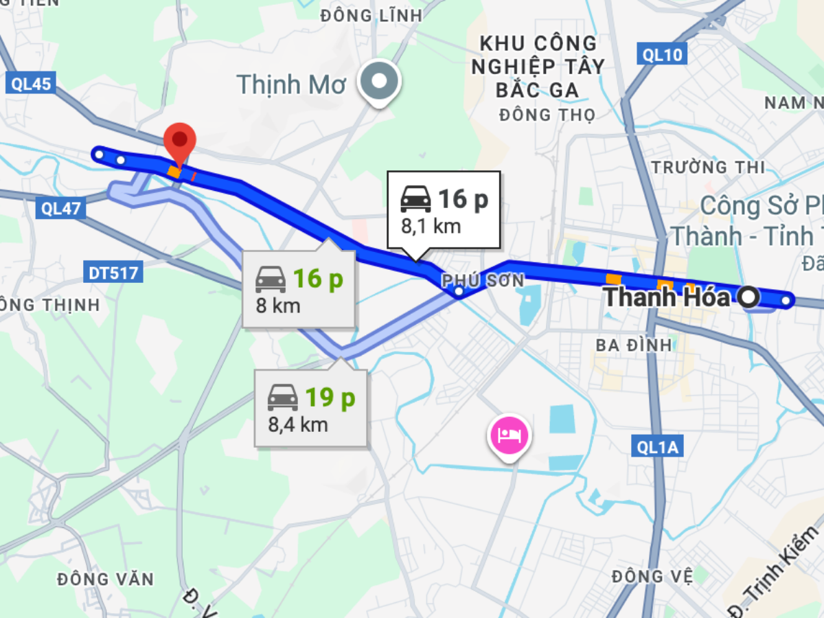 Hướng dẫn di chuyển từ trung tâm Thanh Hóa tới rừng Thông Đông Sơn.