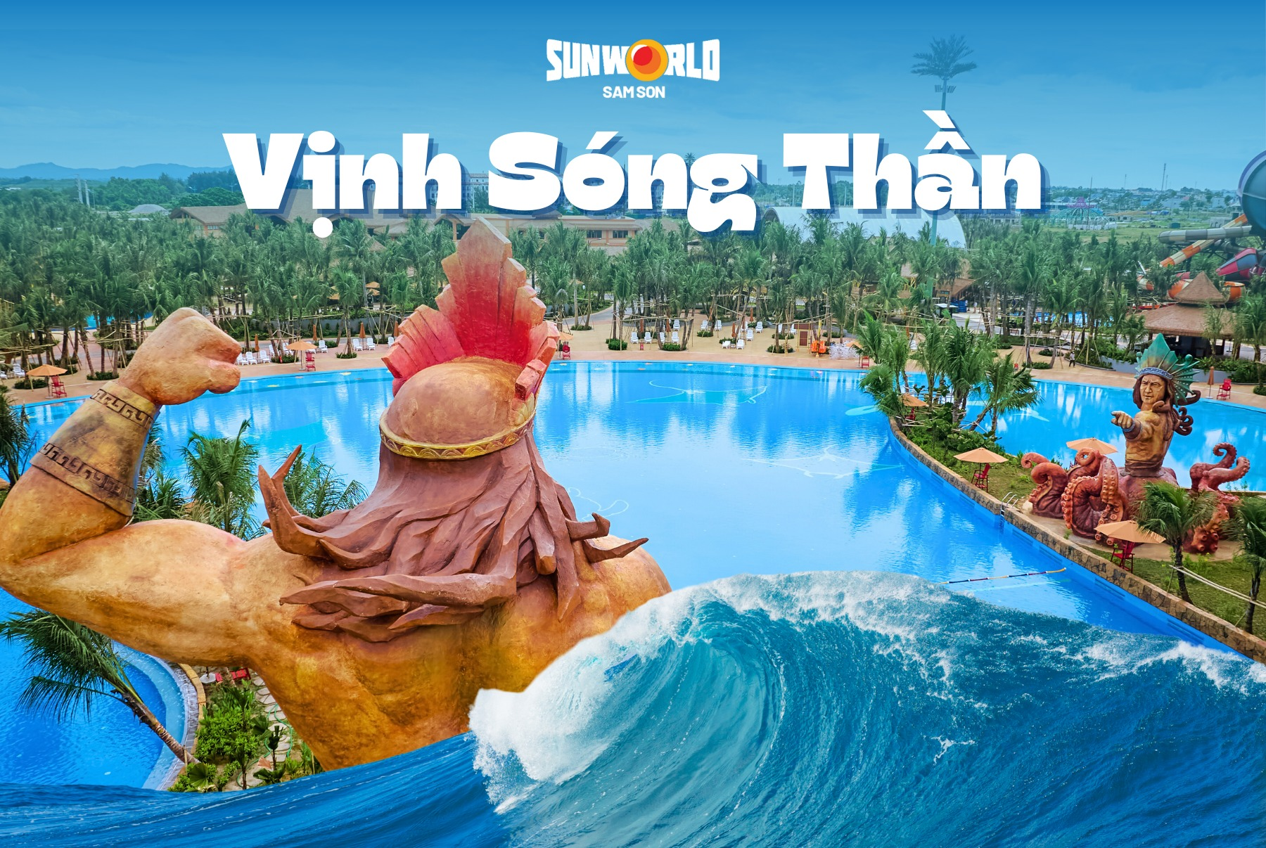 Vịnh Sóng Thần là hồ tạo sóng rộng lớn mang cảm giác như biển thật.
