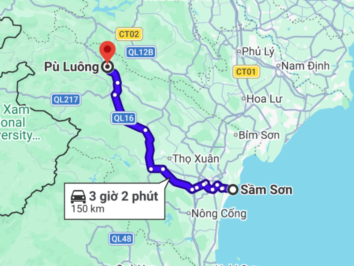 Khoảng cách từ Sầm Sơn đến Pù Luông không quá xa, thuận tiện kết hợp trong một hành trình.