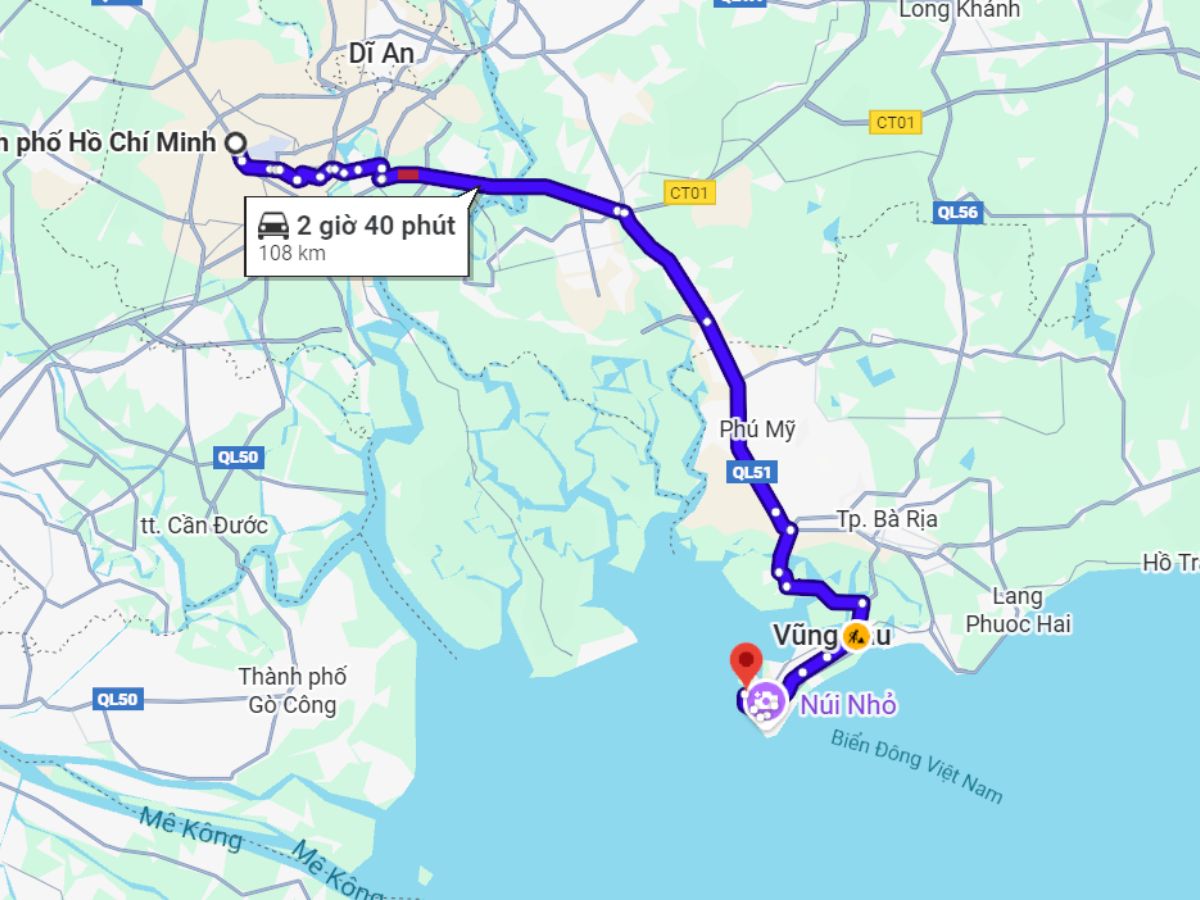 Từ trung tâm TP.HCM đến Ulala Farm Vũng Tàu khoảng 100 km